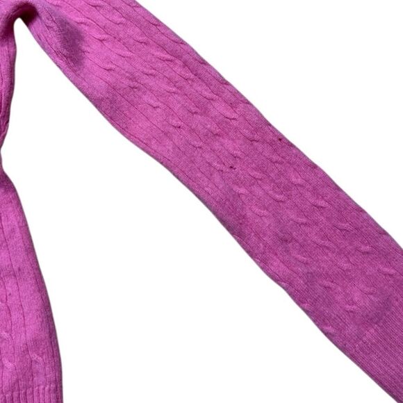 Y2K Vintage J Crew Pink Cable Knit Vneck Cashmere Sweater Small - Picture 3 of 5